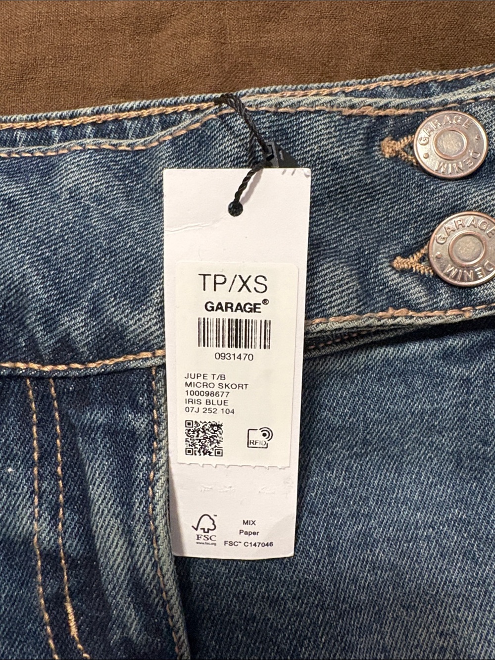 Garage Denim Mini Skirt - Blue Wash - Picture 2 of 5